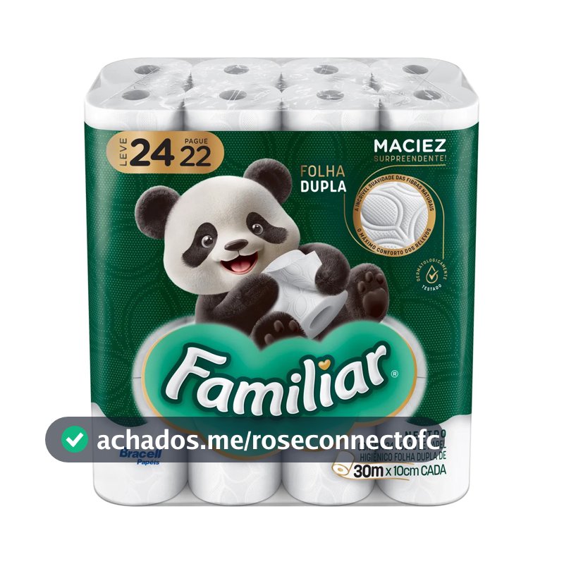 Papel Higiênico Familiar Folha Dupla Kit 24 Rolos de 30 m