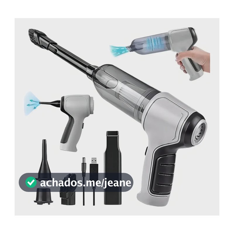 Mini Aspirador de Pó Recarregável MR 120W com 4 Bicos e Filtro Limpador