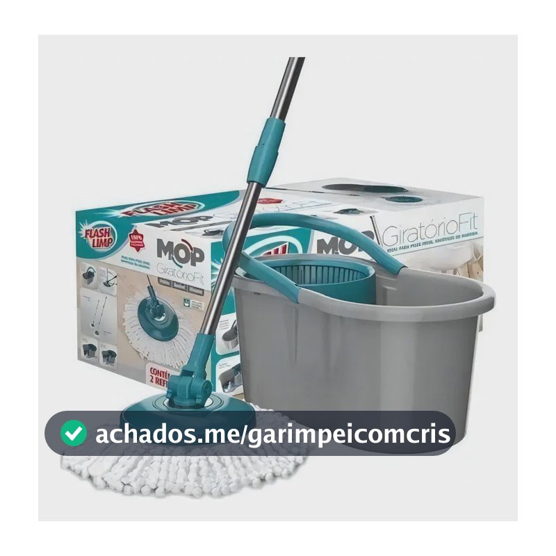 Mop clean Giratório Fit Com Balde Centrífuga Cinza-escuro