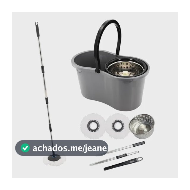 Mop Balde Giratório Inox 9l C/ 2 Refis Microfibra Limpeza