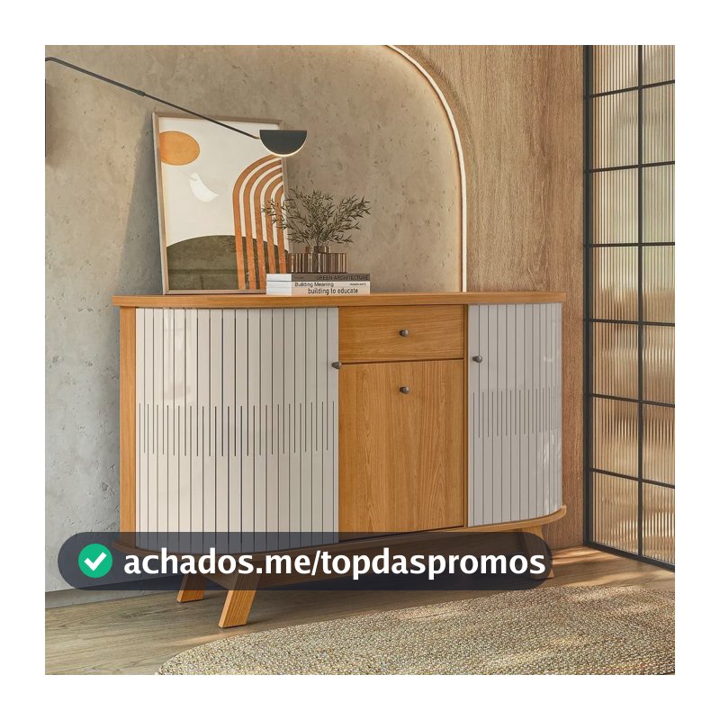 Aparador Buffet Para Sala De Jantar 2 Portas Flexíveis Wt Cinamomo/off White