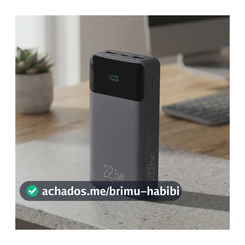 Power Bank Pro 20000mAH ELG PB200BK, Bateria Portátil Universal, Carga Rápida, Display Indicador, Entradas Micro USB e USB-C, 2 Portas USB-A, PD+QC3.0, Preto