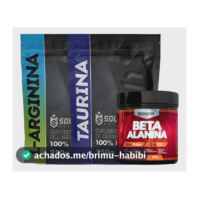 Kit: Arginina 250g + Beta Alanina 250g + Taurina 250g Sol Natural