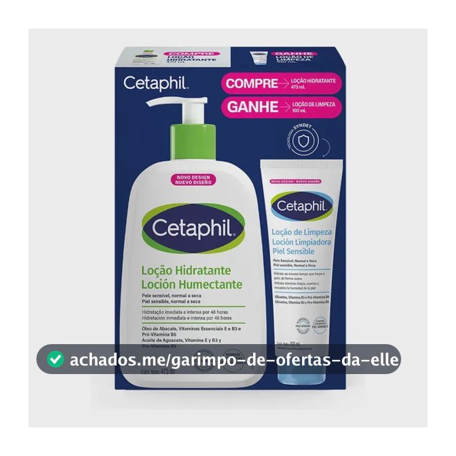 Kit Cetaphil Loção Hidratante 473ml + Loção de Limpeza 100ml - Hidratação 48h Corporal e Facial para Pele Sensível, Normal a Seca