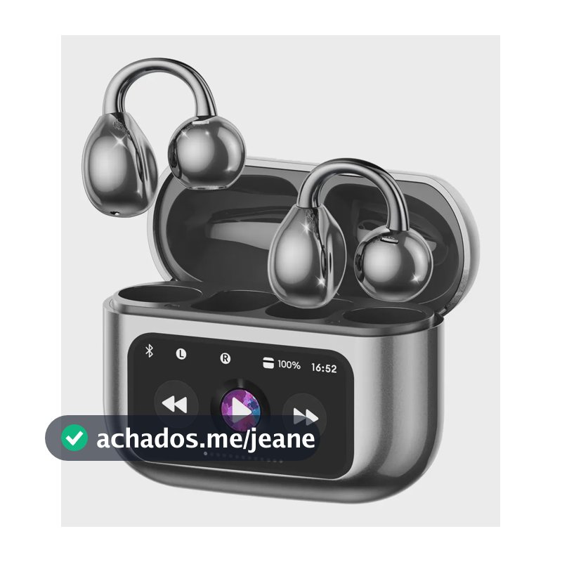 Fone Sem Fio Bluetooth Condução Óssea 5.4 Anti Ruido Com Lcd Preto