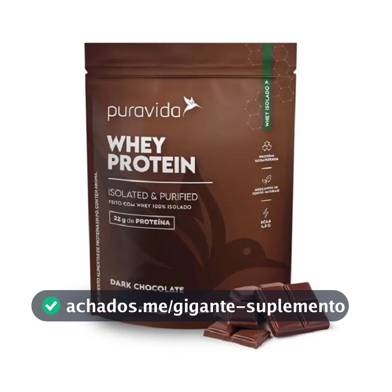 Whey Protein Isolado Pura Vida isolada do soro em pó sabor Chocolate amargo x 450g