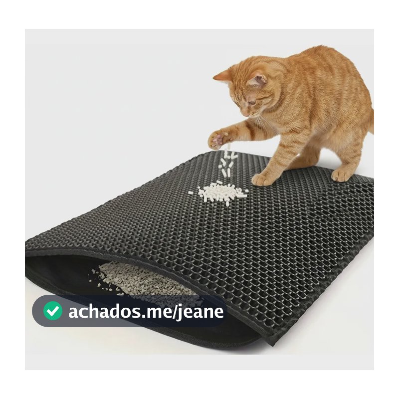 Kit Tapete Coletor De Areia Gato Lavavel Dupla Camada 45x60 M Preto