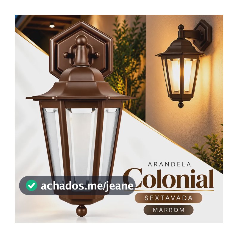 Luminária Arandela Colonial Sextavada Premium Parede Marrom 127/220v Marrom