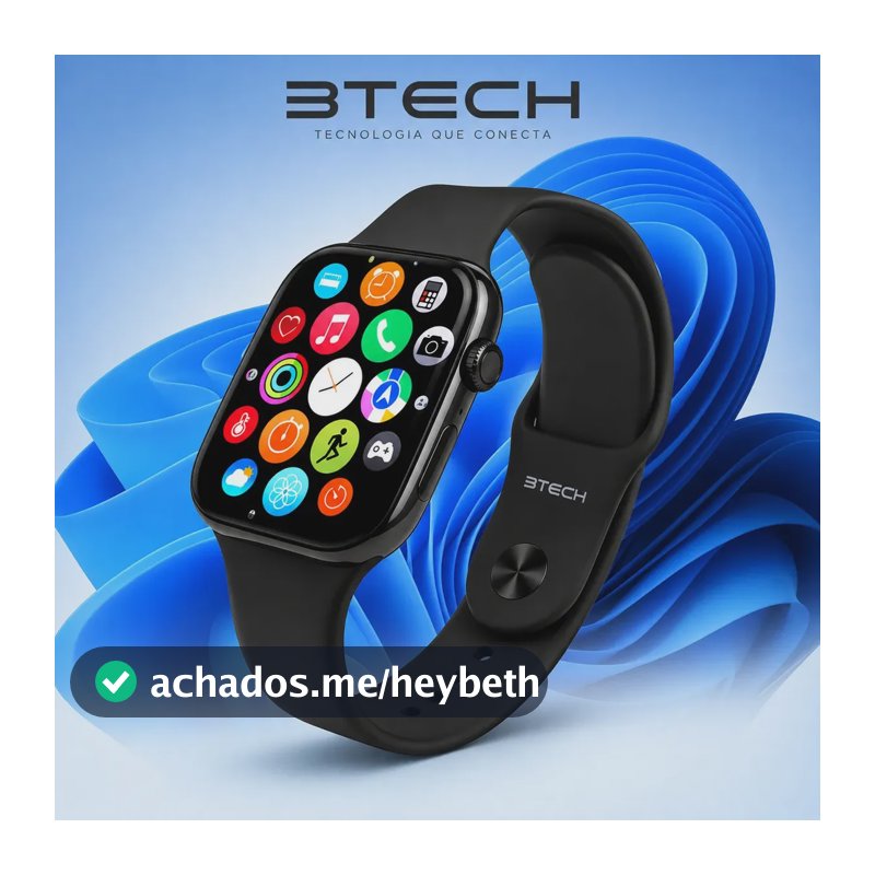 Smartwatch S10 Série 10 Relógio Digital Masculino Feminino Resistente A Agua Caixa preto Com 1 Pulseiras Smartwatch Completo Compatível Android E Ios Monitor Atividades 3Tech Liso preto