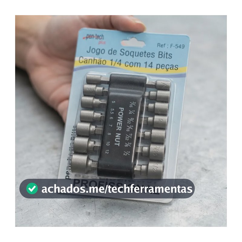 Jogo De Soquetes Bits Canhão 1/4 Com 14 Peças