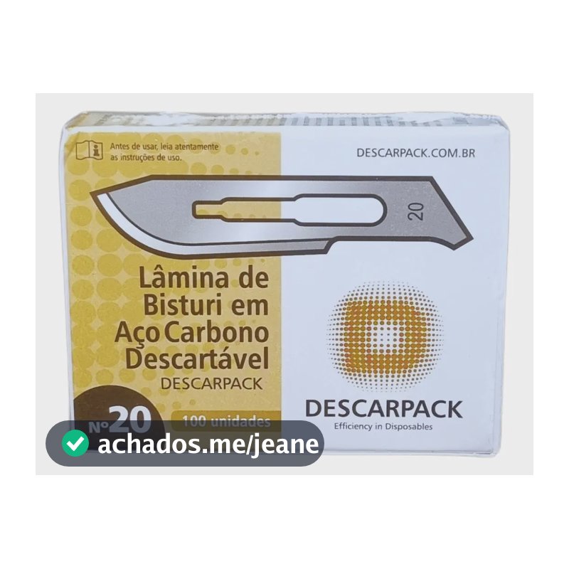 Lamina de bisturi Descarpack N20 100 unidades cor aço