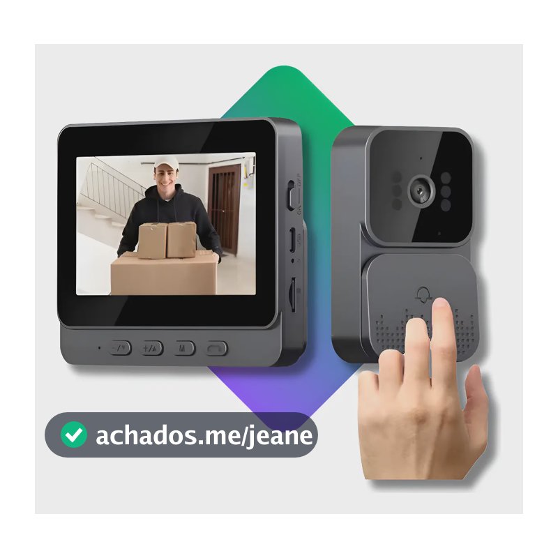 Vídeo Porteiro Sem Fio Interfone Bidirecional Wireless Hd  Cinza-escuro 127/220v