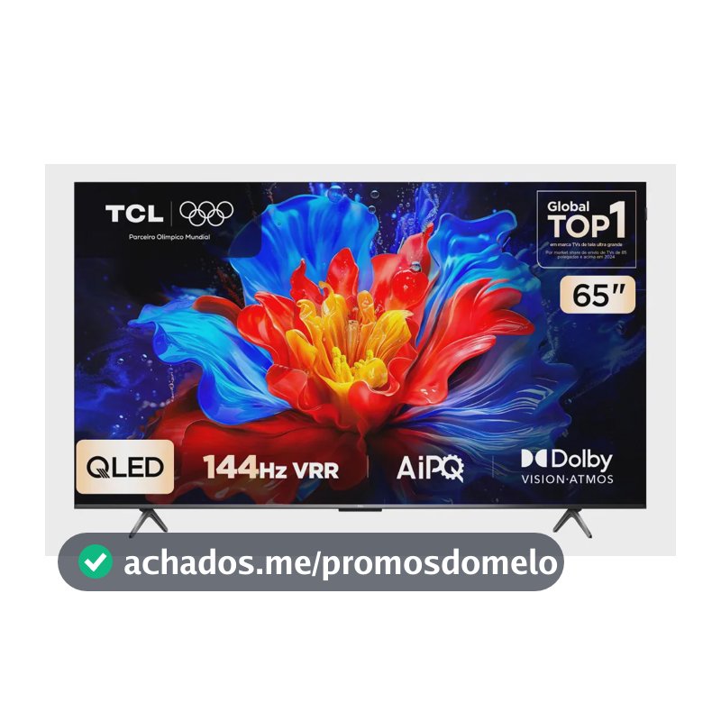 Smart TV TCL 65 Polegadas QLED 4K P8K WiFi Bluetooth Google TV 144Hz HDR10+ Dolby Atmos Vision 65P8K