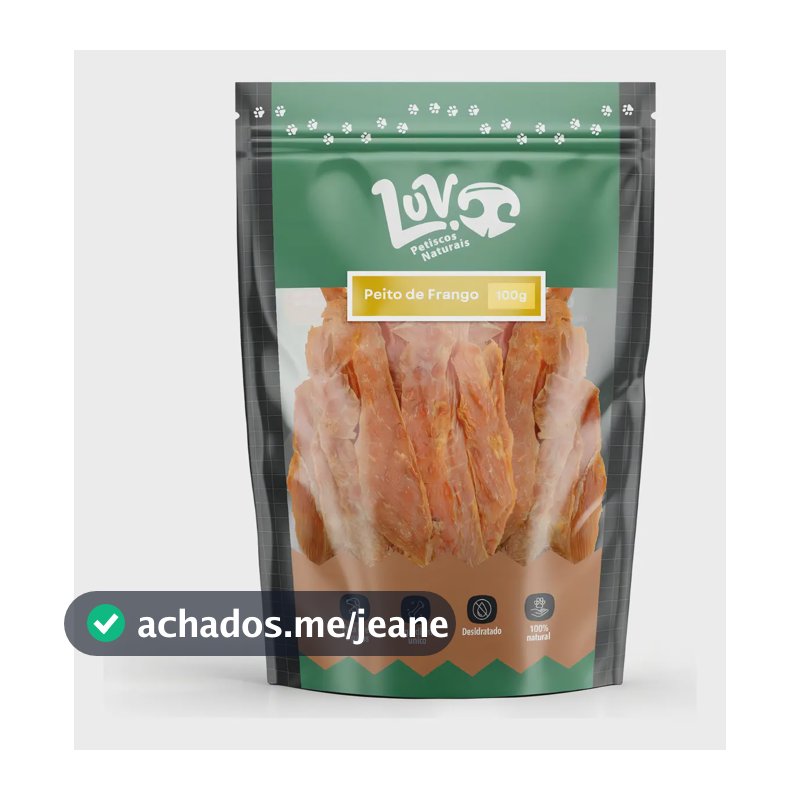 Petisco Natural Para Cães Gatos Pet Luv Peito De Frango 100g