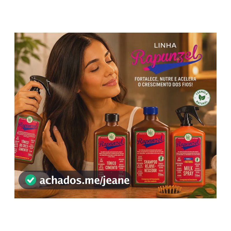 Kit Rapunzel Shampoo + Tônico Capilar + Leave-in milk spray - Crescimento Fortificante 3 produtos 250ml