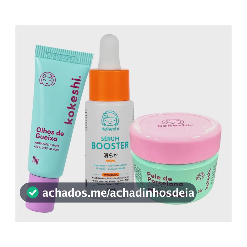 Kit Renovadores Pele De Porcelana Gueixa Sérum Vit C Kokeshi Com Óleo e farinha de arroz Ácido hialurônico Vitamina C Óleo de rosa mosqueta Chá verde e sálvia