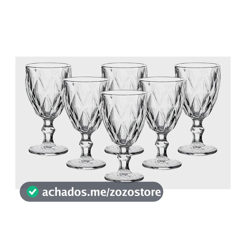 Jogo De Taças De Vidro Diamante Com 6 Peças De 340 Ml Linha Premium