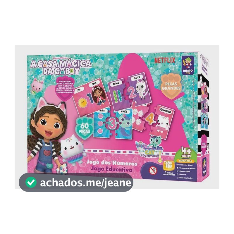 Jogo Dos Números Casa Mágica Da Gabby 60 Peças 2157 - Mimo