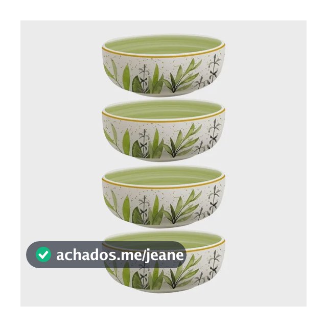 Kit 4 Bowls Cerâmica 620ml 15cm Siena Salgueira Verde E Branco