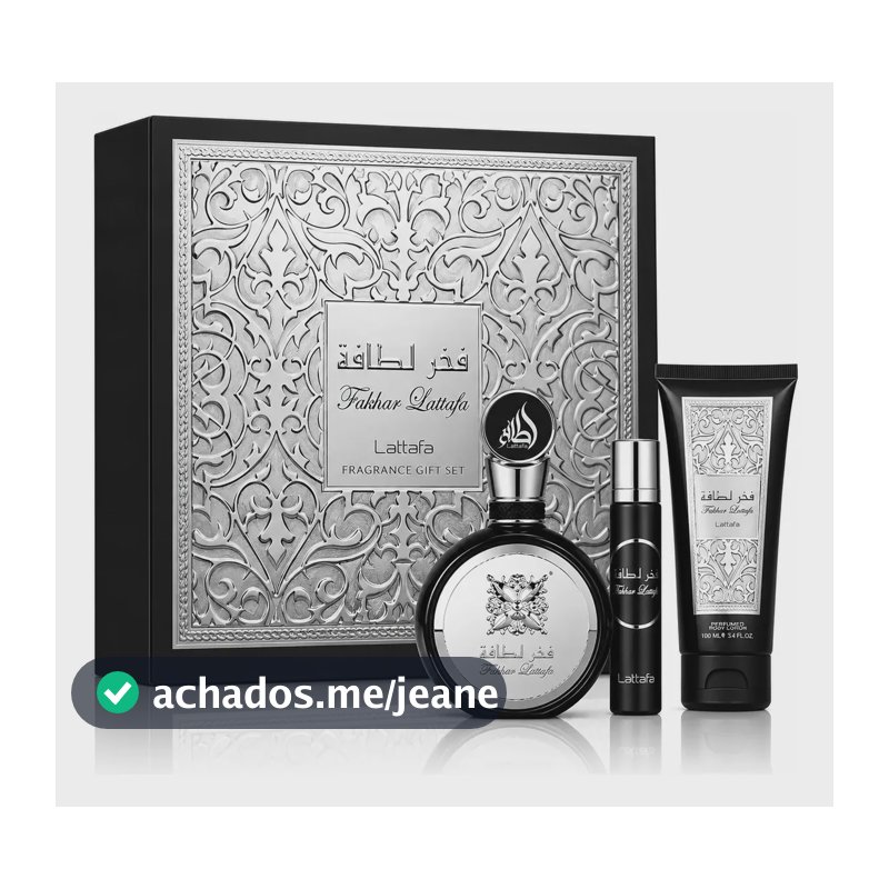 Kit Perfume Lattafa Fakhar Black Edp + Miniatura + Loção