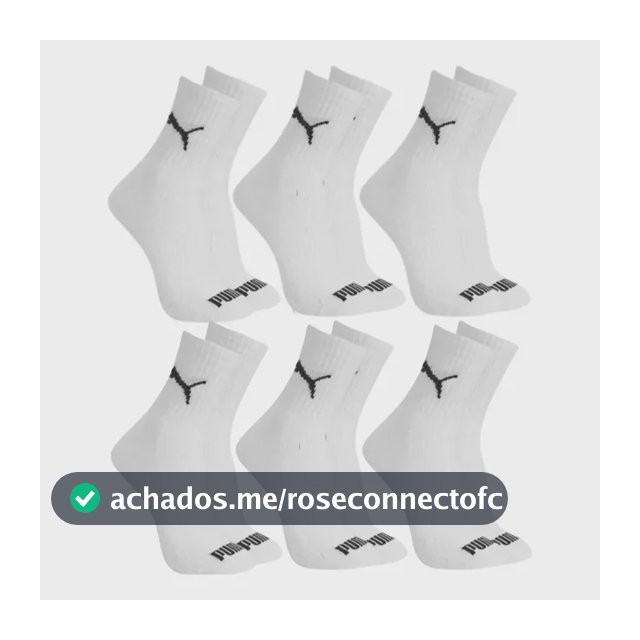 Kit 6x Pares Meia Esportiva Unisex Cano Médio Puma 4530/4795