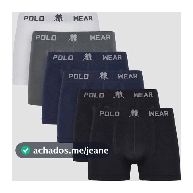 Kit 6 Cuecas Polo Wear Boxer Masculina Sem Costura Original