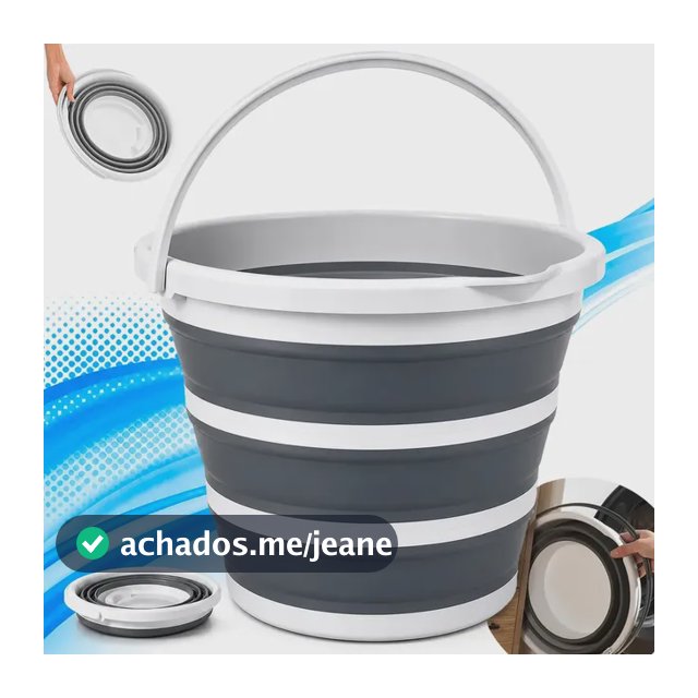 Balde Dobrável Com Alça Ecomixshop Balde Retrátil cinza 10L