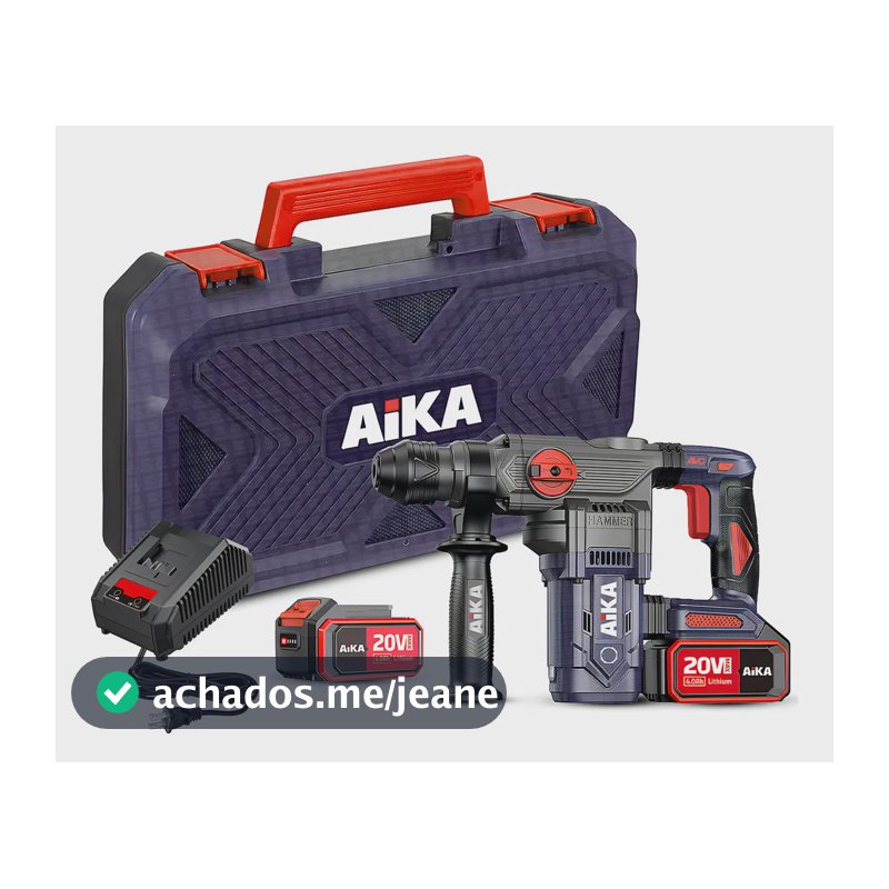 Martelete Aika SDS Plus 20V Brushless Com Duas Baterias 5400 BPM
