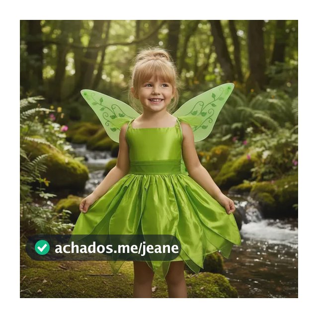 Fantasia Sininho Infantil Menina Vestido Com Asas Festa