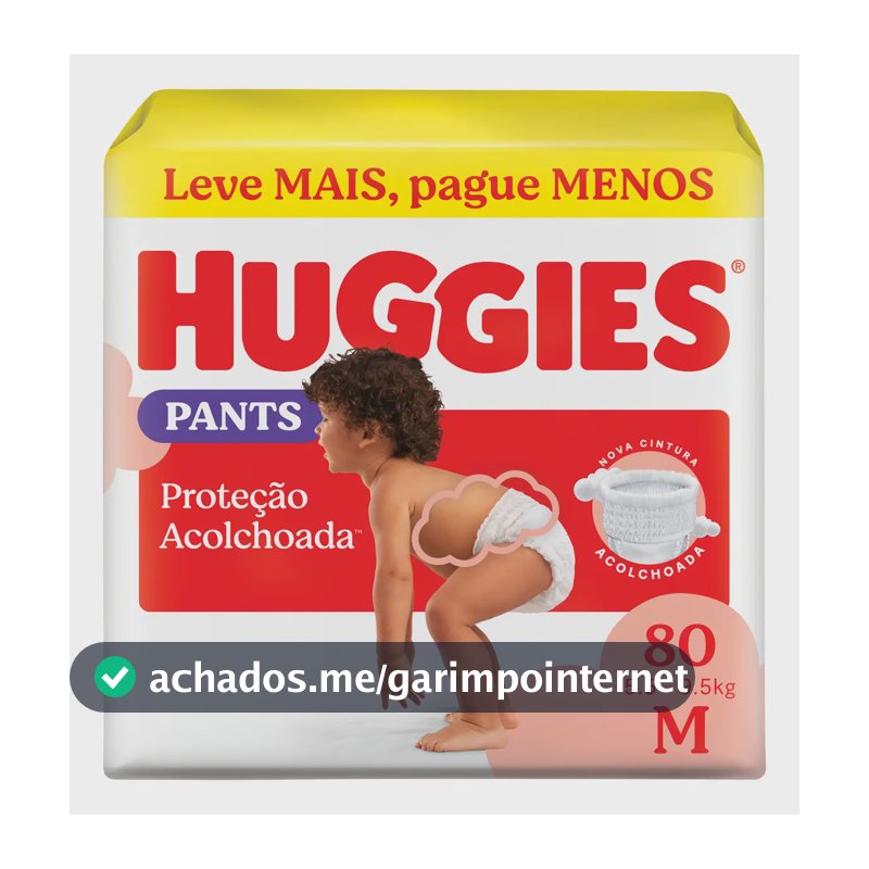 Huggies Fralda Pants Roupinha Proteção Acolchoada M - 80 Un