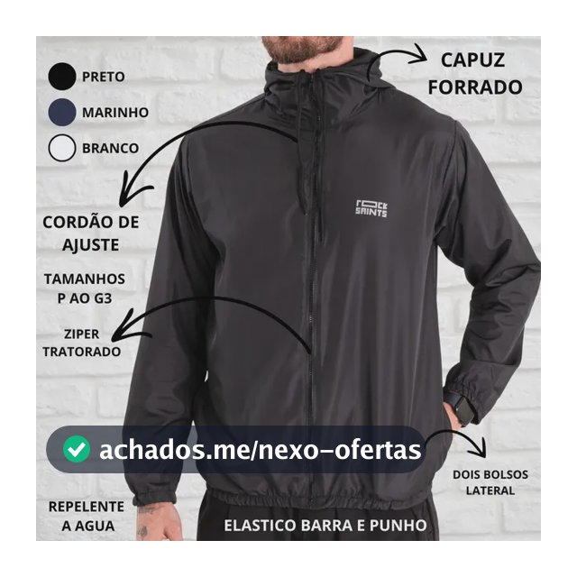 Jaqueta Casaco Corta Vento Rock Saints Liso