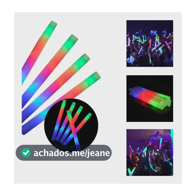 20 Bastões Espuma Led Neon Casamento Baladas Festas Eventos