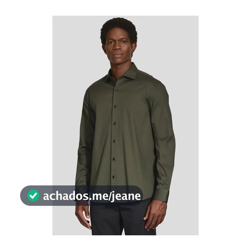 Camisa Aramis Manga Longa Slim Tricoline Stretch Verde Militar Xgg