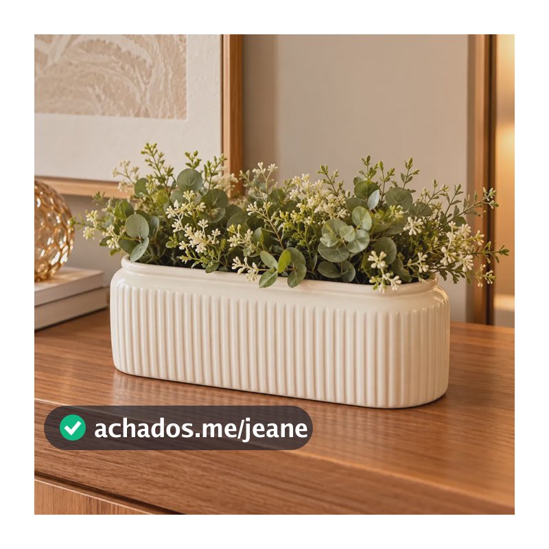 Vaso Decorativo De Cerâmica Floreira G Para Casa Sala Off White Verniz