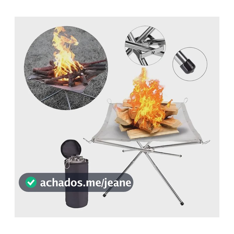 Fogueira Portátil Azteq Keep Preto Aço Inox - Camping