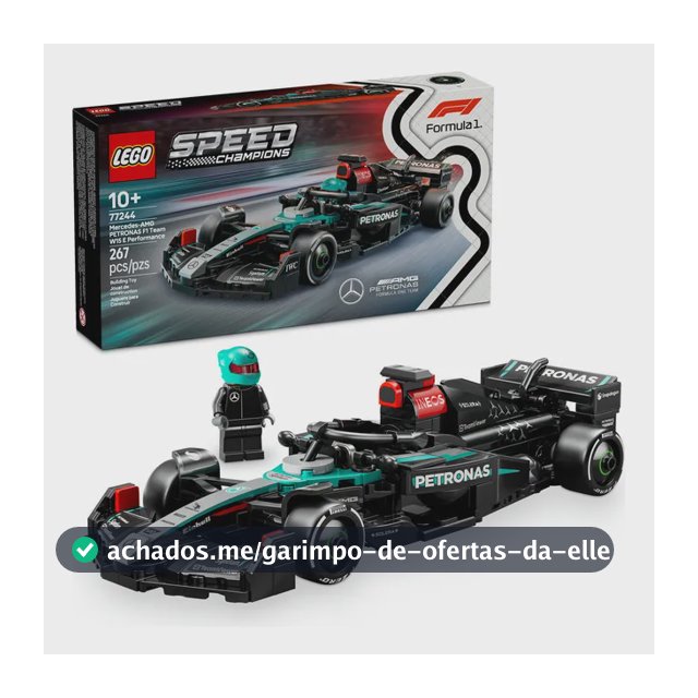 LEGO Speed Champions Carro de Corrida Mercedes-AMG F1 W15 77244; Carro de Fórmula 1 de Brinquedo para Montar e Colecionar