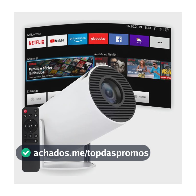 Projetor Portátil 4k Hd Android 11.0 Smart Wifi 5g Bluetooth Branco 127/220v