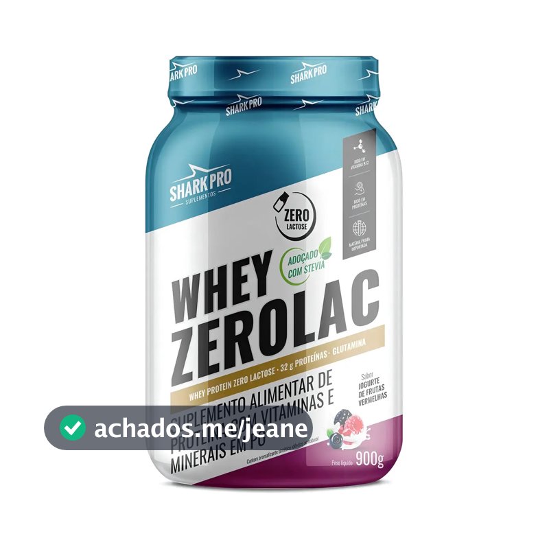 Whey Zerolac Pote 900g Shark Pro Sabor Iorgute De Frutas Vermelhas