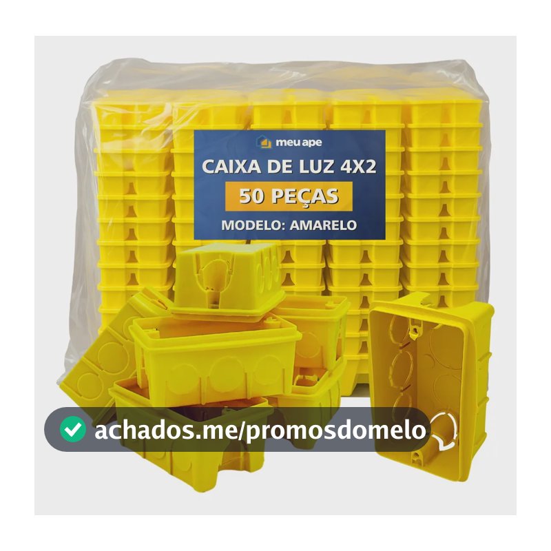 Kit 50 Caixas de Luz 4x2 Amarela Reforçada Tomada Interruptor Embutir Meu Ape Store