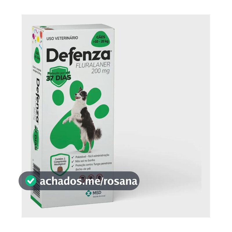Antipulgas e Carrapatos Defenza Fluralaner Cães 10-20kg 1 Comprimido