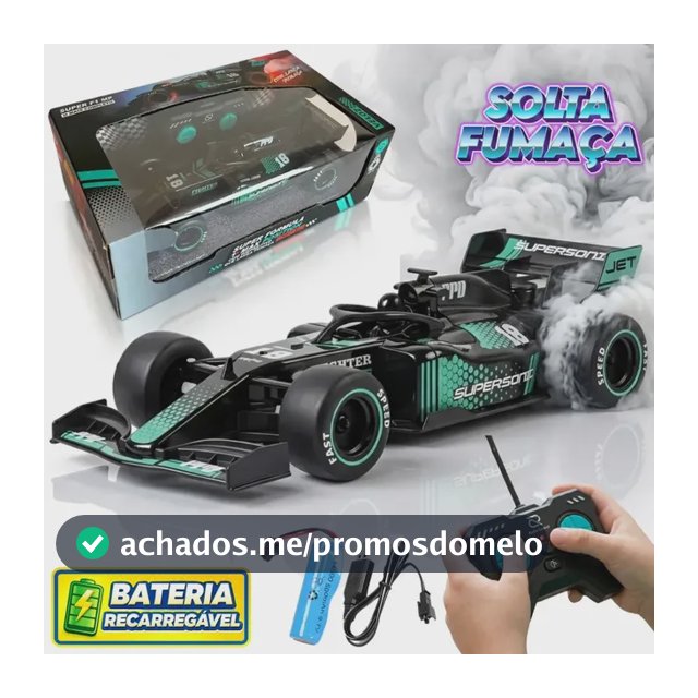 Carrinho de Formula 1 com Controle Remoto Atacarejo Kids Preto Verde Carrinho de Corrida Brinquedo para Menino