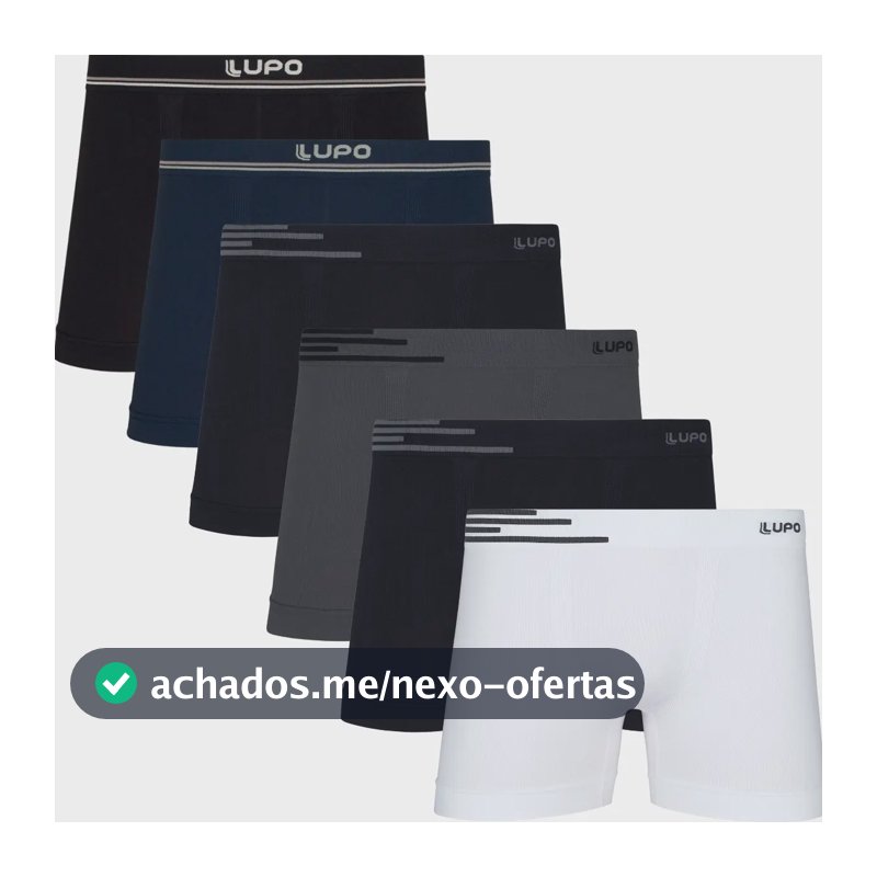 Kit 6 Cuecas Lupo Boxer Box Sem Costura Basic Microfibra