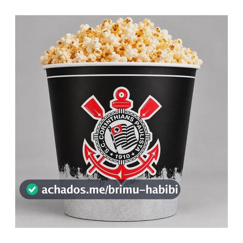 Balde Para Pipoca Do Corinthians Timão Decoração Original Preto