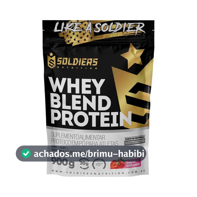 Whey Blend Protein Concentrado e Isolado 900g Sabor Morango Soldiers Nutrition