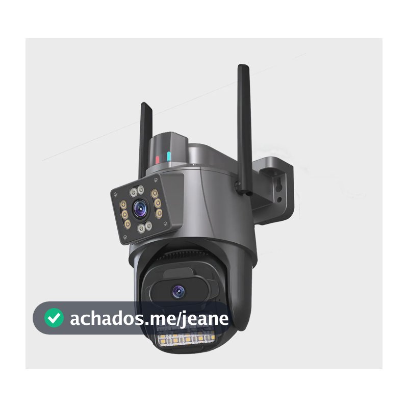Câmera De Segurança Dupla Ip66 Colorida Wifi Sensor Presença Preto