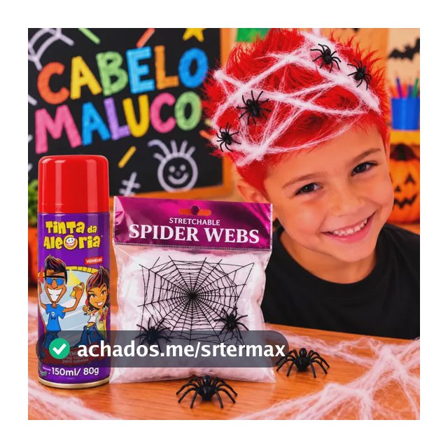 Kit Festa Penteado Cabelo Maluco Teia De Aranha E Tinta Vermelho