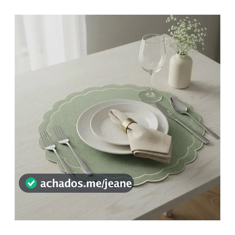 Jogo Americano Redondo Bordado D3 Verde Sálvia 36,5cm Tuut Verde