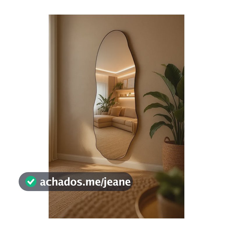 Espelho Grande Corpo Inteiro 115x40 Moderno Orgânico Luxo Sem Moldura