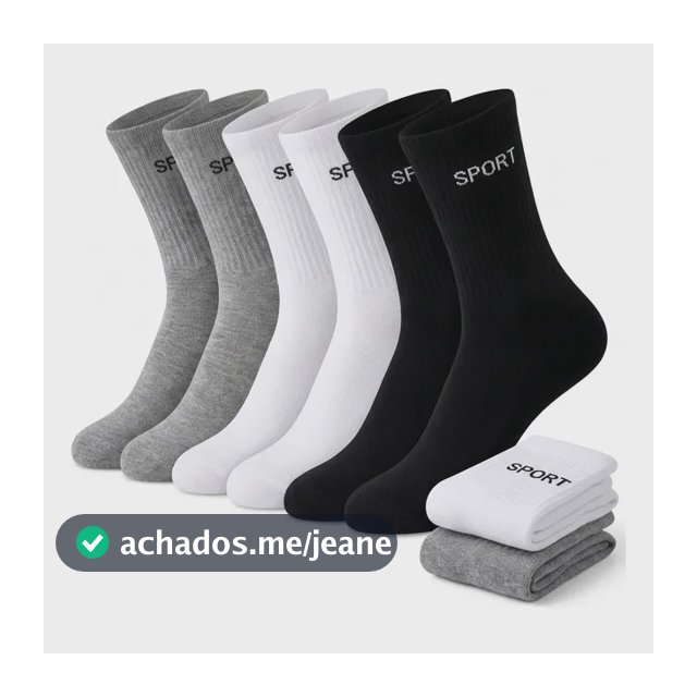 12 Pares De Meias Masculinas Cano Alto Grossa Algodão Oferta Sortido 36 Ao 44
