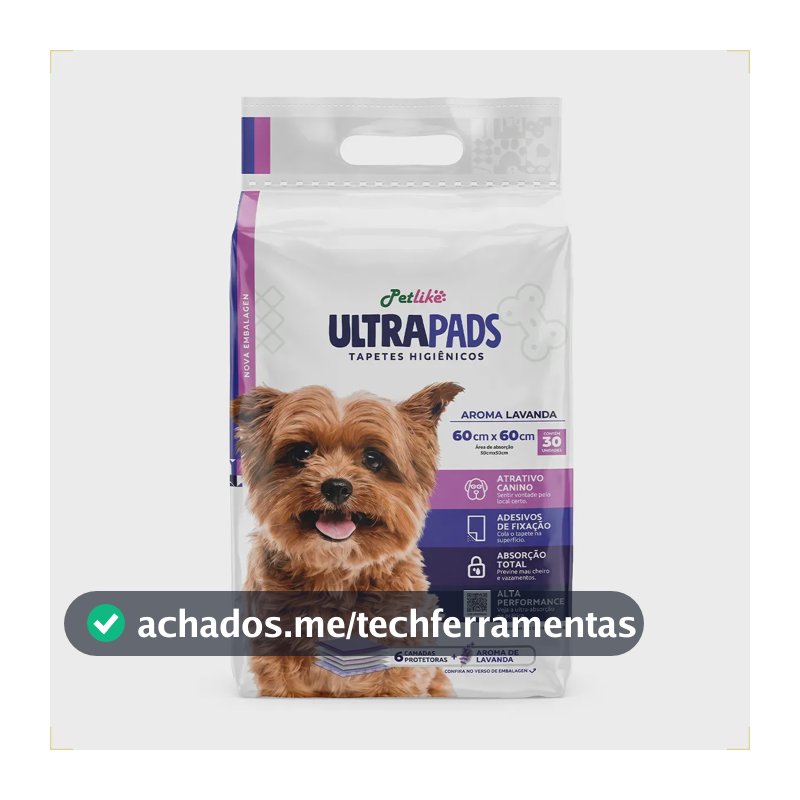 Tapete Higienico para Cães Ultra Pads Lavanda 60x60 30 Un Petlike